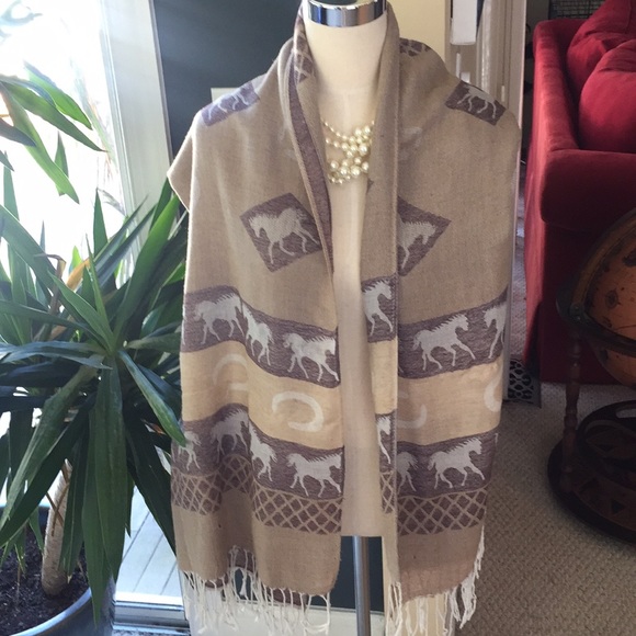 🍋 Brown Equestrian Silk-Blend Scarf - Picture 3 of 7